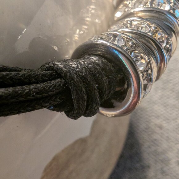 Silver Beaded Choker Necklace, seven strand - Picture 2 of 6